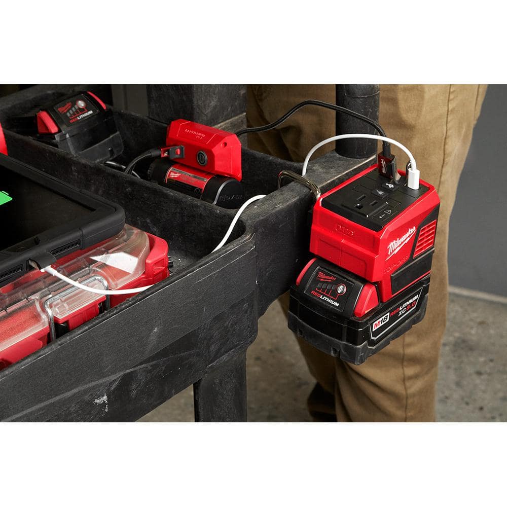 M18 18-Volt Lithium-Ion 175-Watt Powered Compact Inverter for M18 Batteries with (2) M18 HIGH OUTPUT 6.0 Ah Batteries 2846-20-48-11-1862