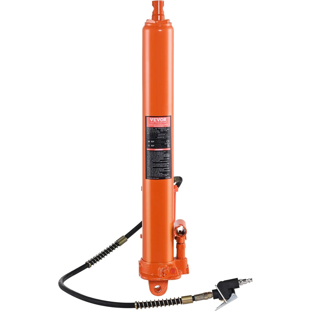 BENTISM Hydraulic Long Ram Jack, 8 Ton Engine Hoist Cylinder with Air Pump and Single Piston Pump, Hydraulic Ram Cylinder Clevis Base for Engine Lift Hoists, Garage/Shop Cranes, Mechanical, Farm