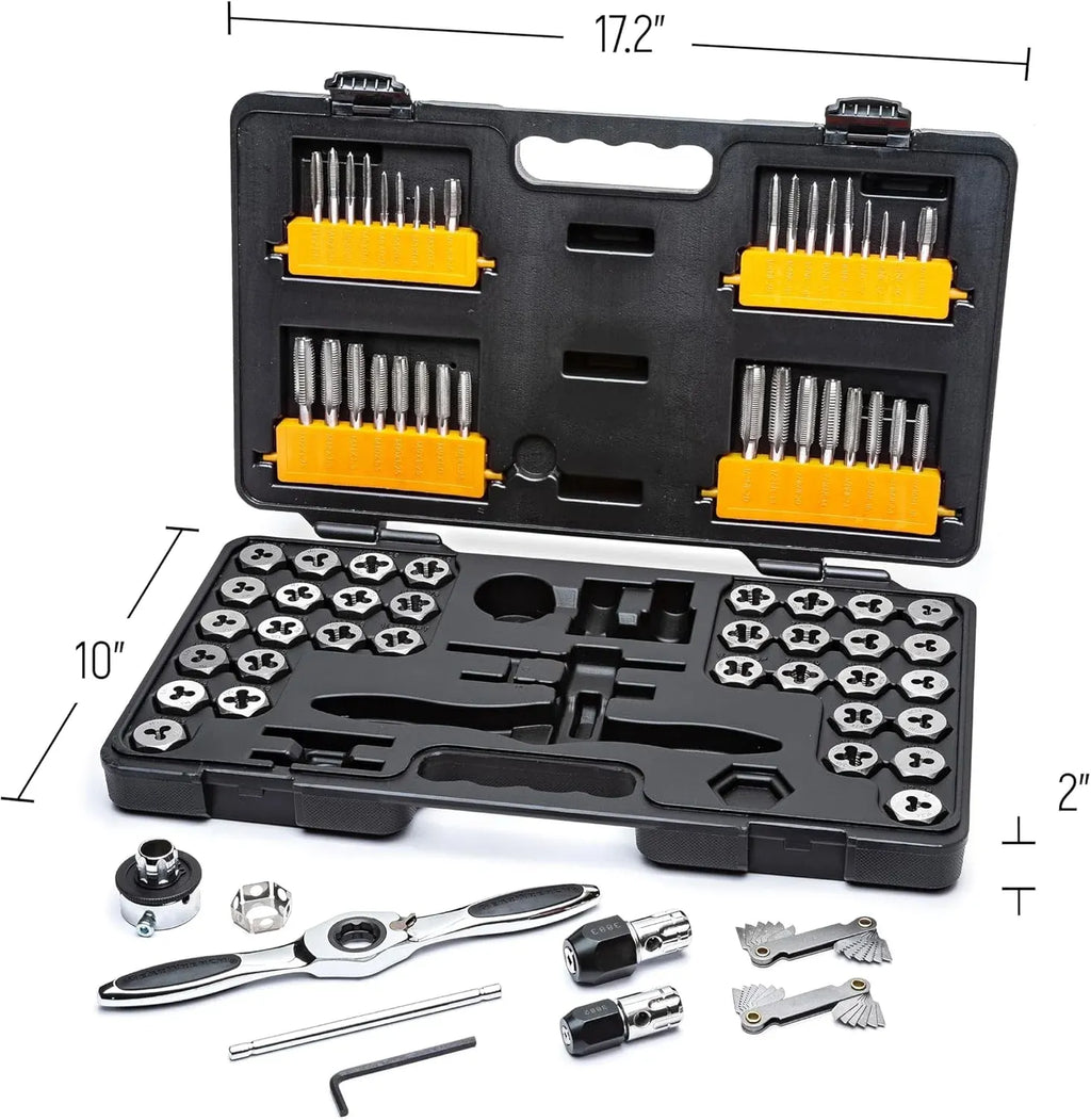 77 Piece SAE/Metric Ratcheting Tap and Die Set -3887