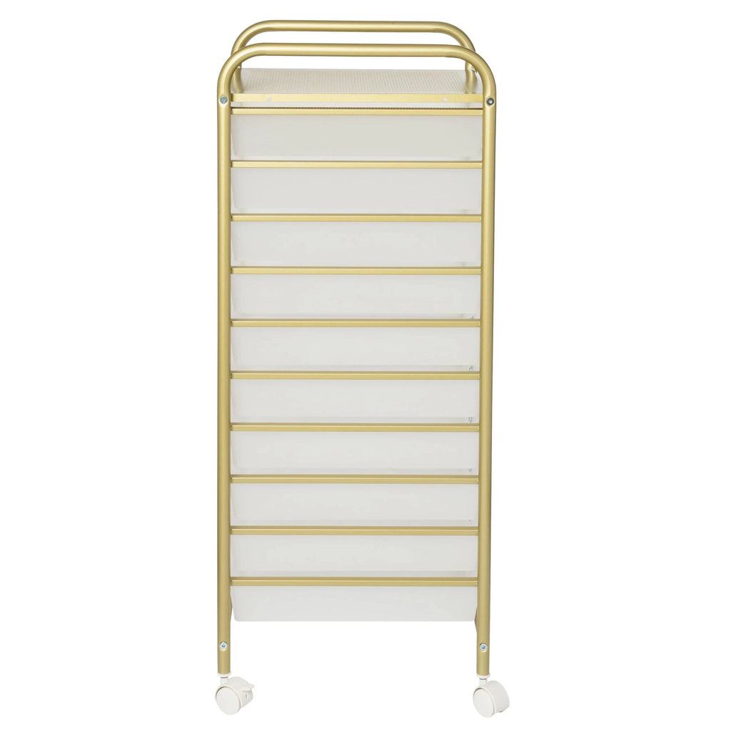 Honey Can Do 10-Drawer Gold Rolling Storage Cart