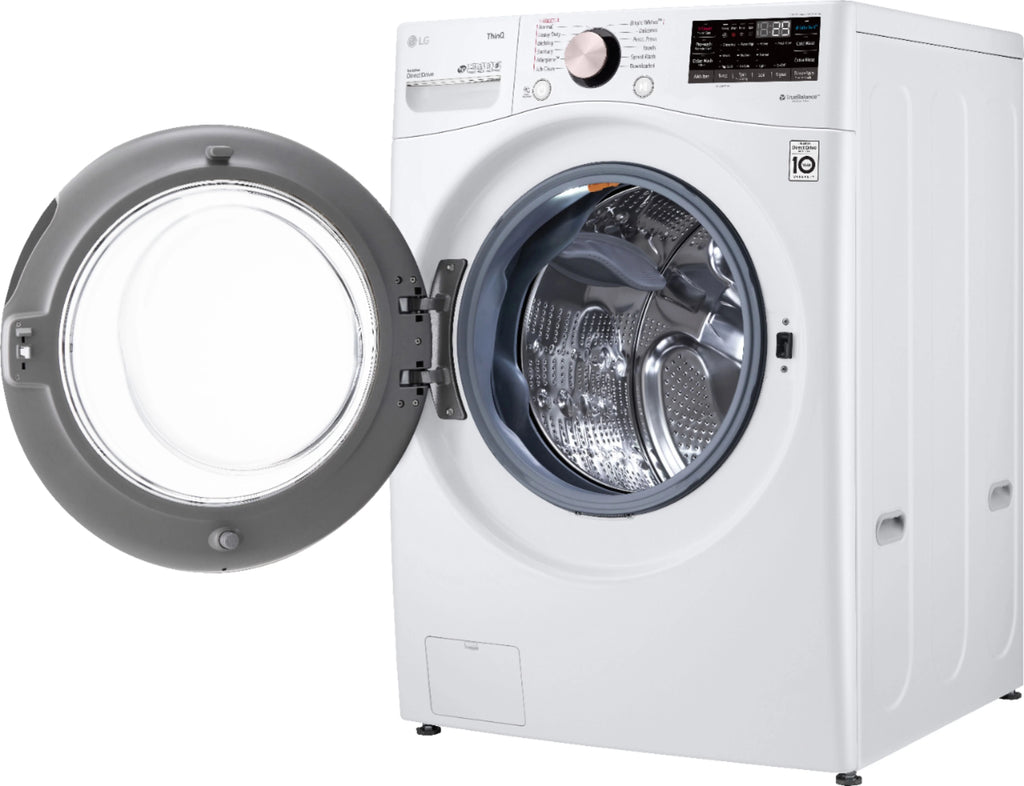 LG - 4.5 Cu. Ft. High-Efficiency Stackable Smart Front Load Washer with Steam and Built-In Intelligence - White