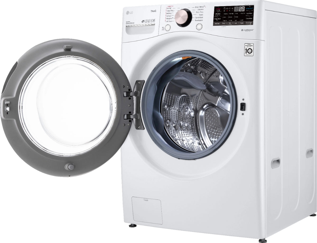 LG - 4.5 Cu. Ft. High-Efficiency Stackable Smart Front Load Washer with Steam and Built-In Intelligence - White