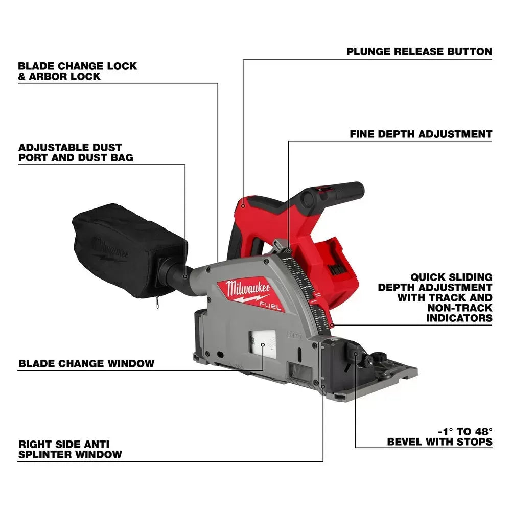Milwaukee 2831-20 M18 FUEL 18V 6-1/2 Cordless Plunge Track Saw - Bare Tool