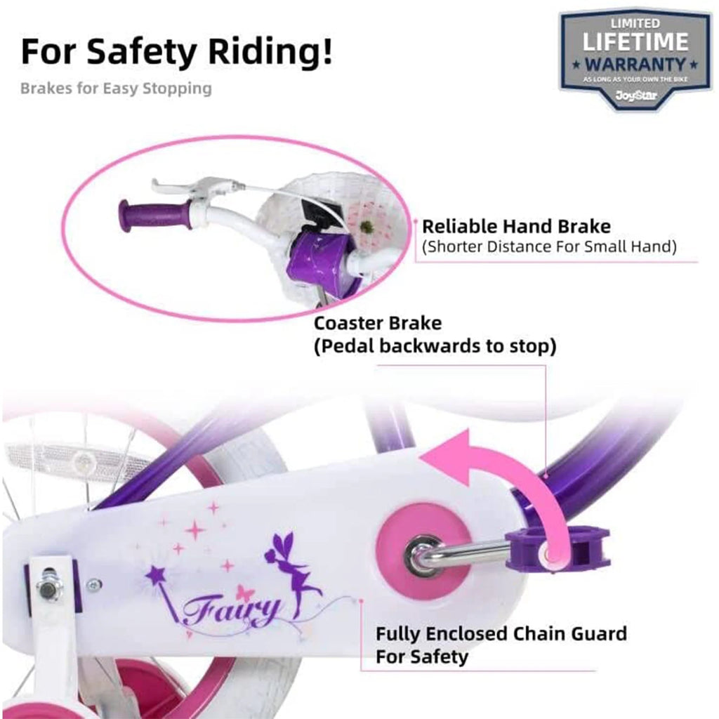 Fairy 16 Inch Kids Bike w/ Training Wheels for Ages 4 to 7, Purple (Open Box)