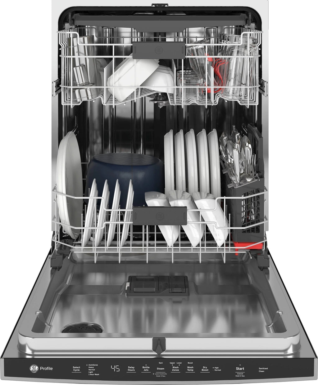 GE Profile - Stainless Steel Interior Fingerprint Resistant Dishwasher with Hidden Controls - Stainless steel