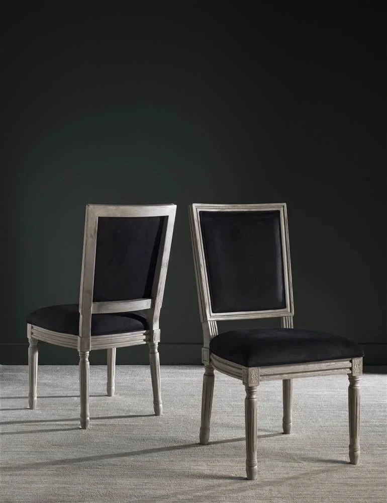 SAFAVIEH Buchanan Rectangular Side Chair, Black/Rustic Grey, Set of 2