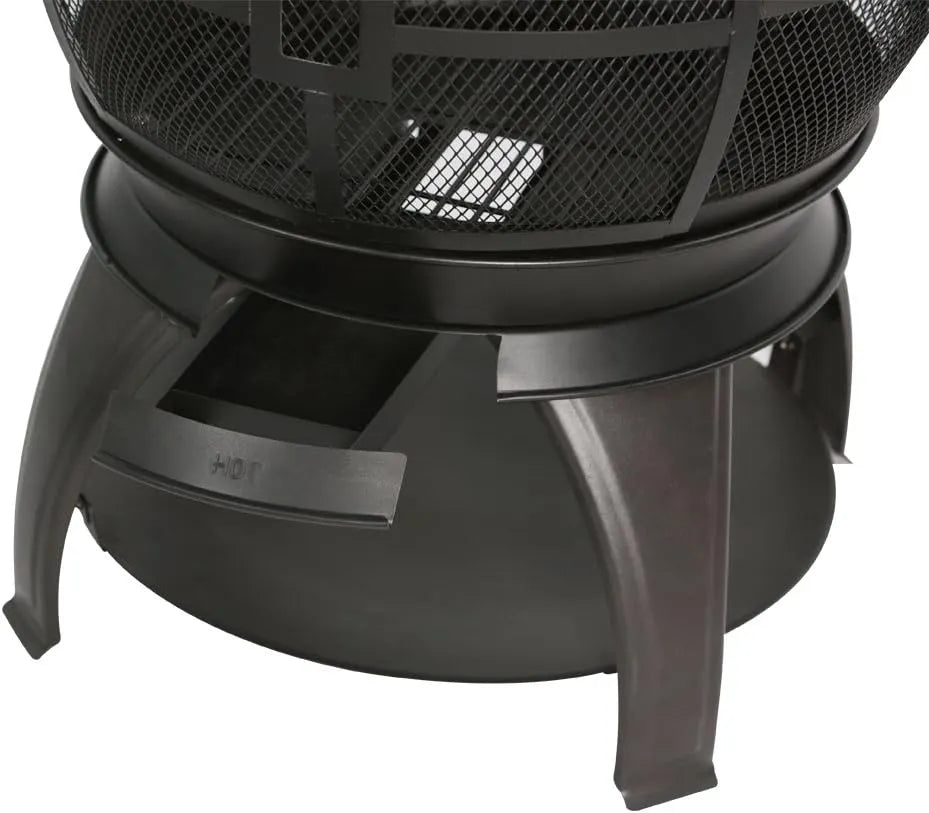 Wood Burning Fire Pits Chimenea Outdoor Fireplace Wooden Firepit, Brown-Black
