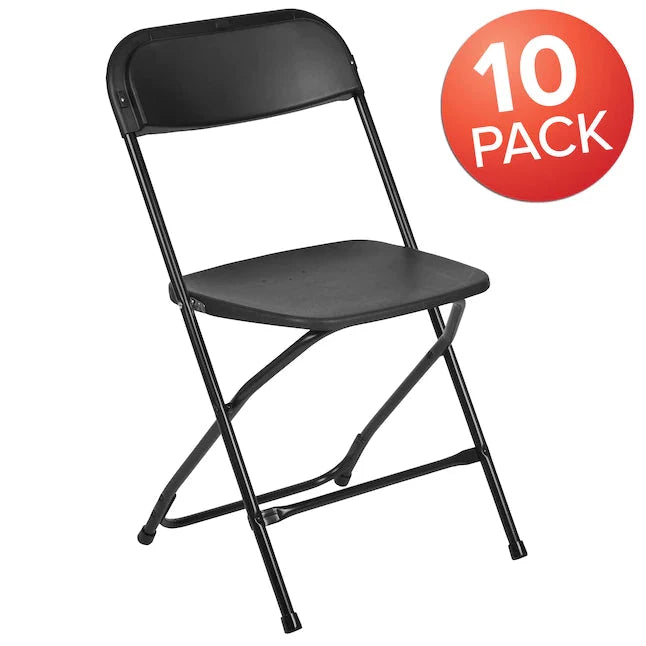 Flash Furniture 10-Pack Black Standard Folding Chair with Solid Seat (Indoor)