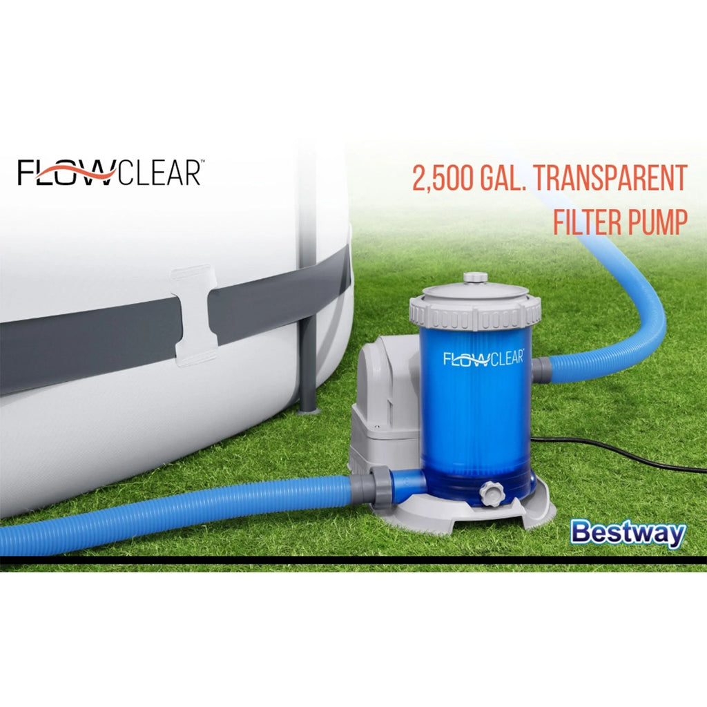 Bestway Flowclear Transparent Filter Above Ground Pool Pump 2500 GPH (Open Box)