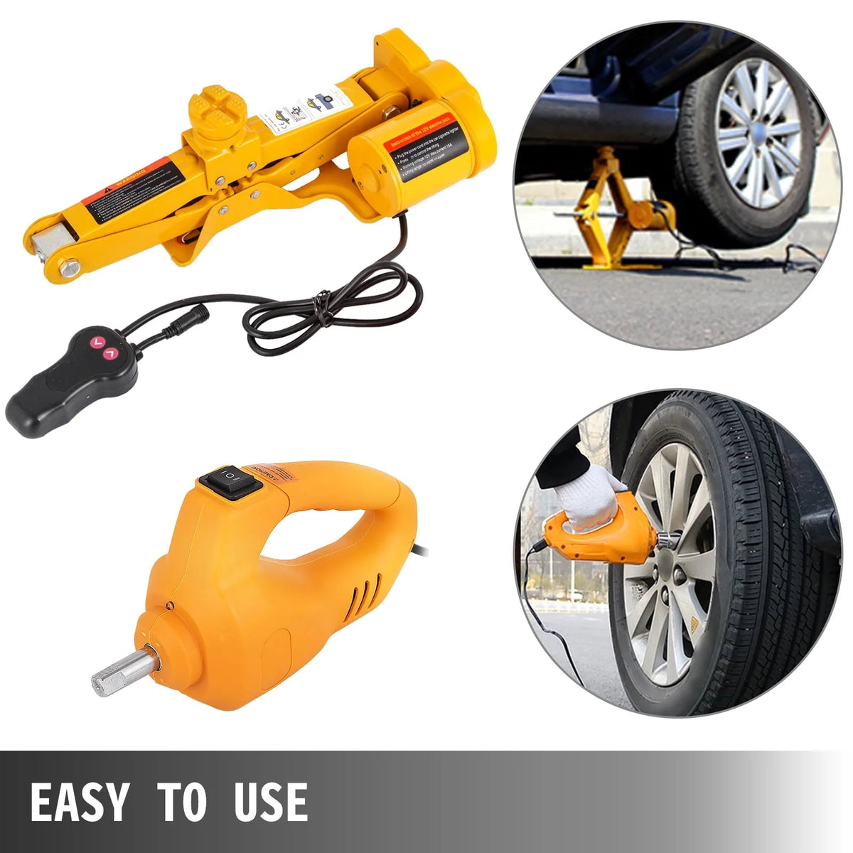 VEVORbrand Electric Car Jack 3ton 6600lbs Electric Scissor Jack 12V DC Electric Jack with Electric Impact Wrench and Inflator Pump Car Repair Tool for Sedans and SUVs (3ton 6600lbs)
