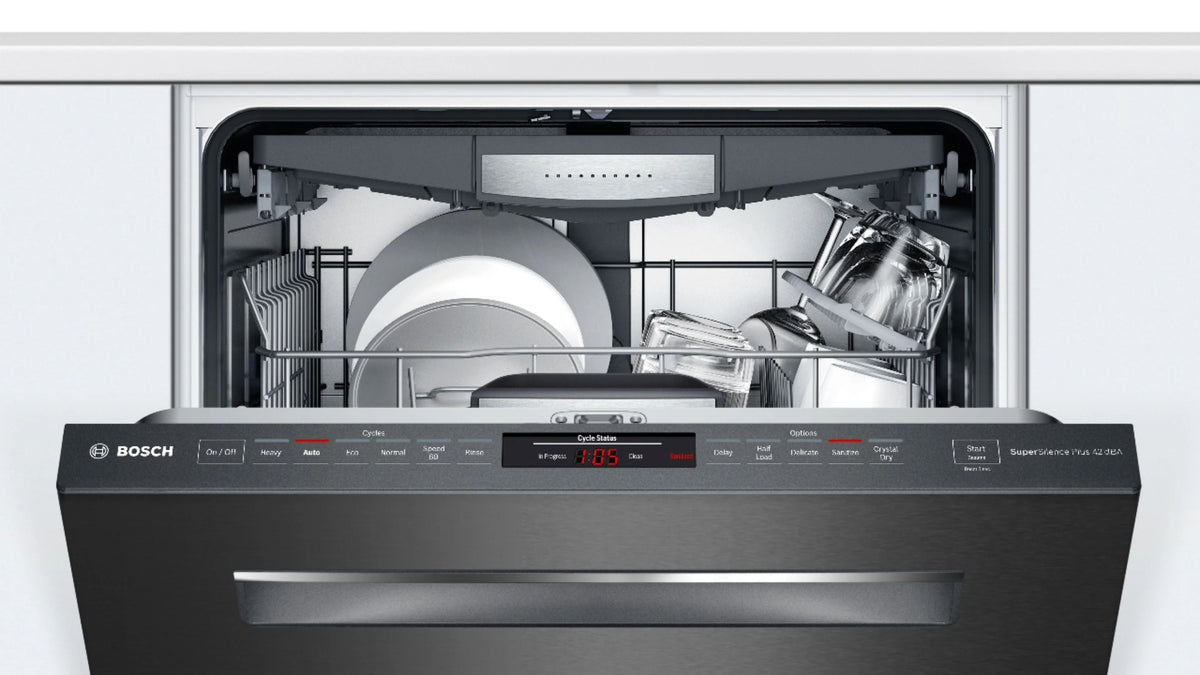Bosch - 800 Series 24 Top Control Built-In Dishwasher with CrystalDry, Stainless Steel Tub, 3rd Rack, 42 dBa - Black stainless steel