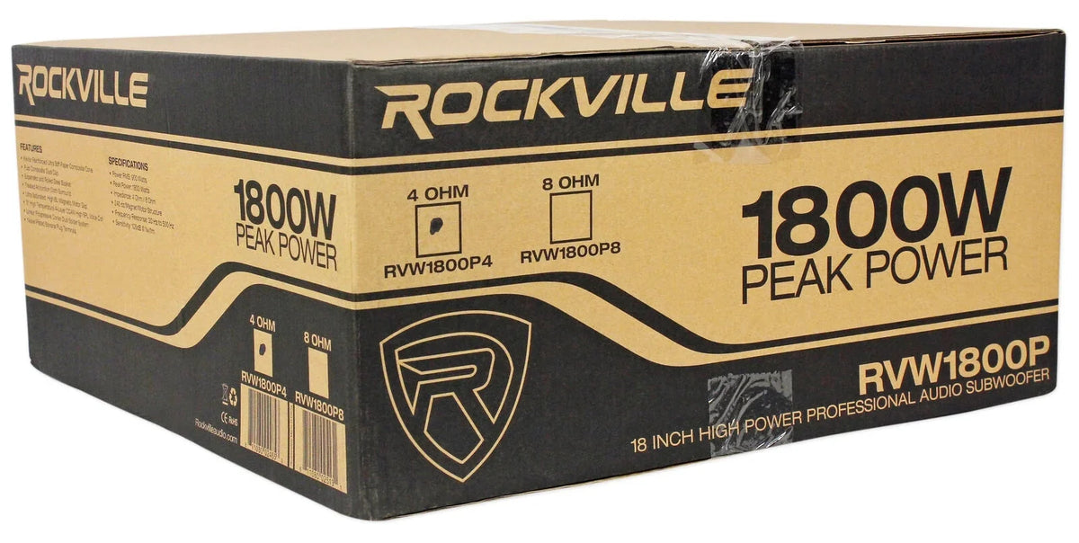 Rockville RVW1800P4 1800 Watt 18 Mid-Bass Driver Car Audio Speaker Mid-Range