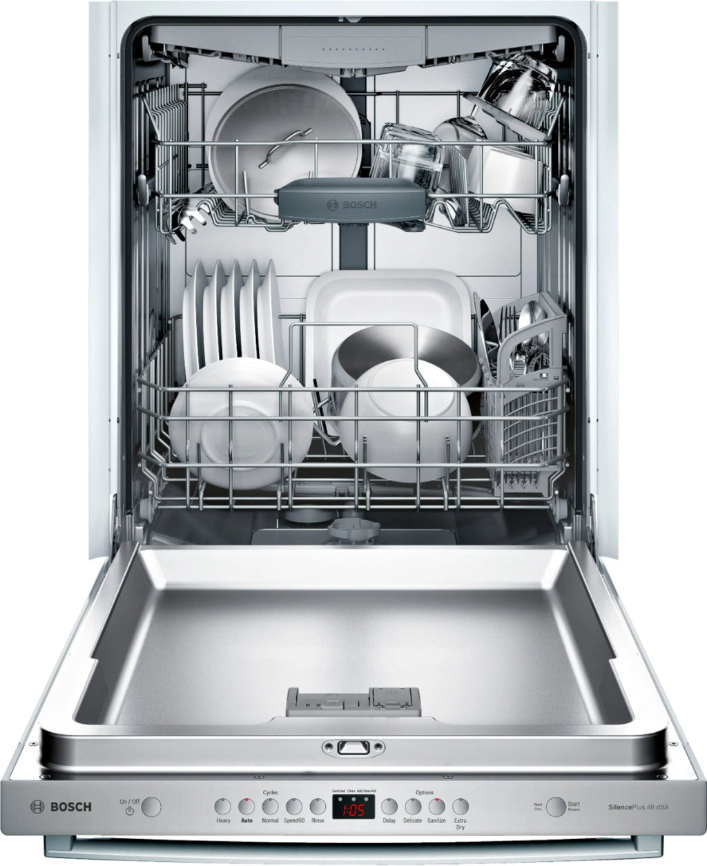 Bosch - 100 Series 24 Top Control Built-In Dishwasher with Hybrid Stainless Steel Tub - Stainless steel