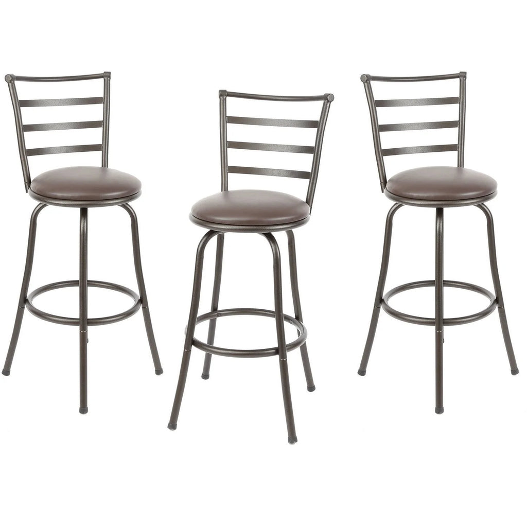 Mainstays Adjustable 24 or 29 Swivel Bar stool， Bronze Finish and PU Leather， Set of 3