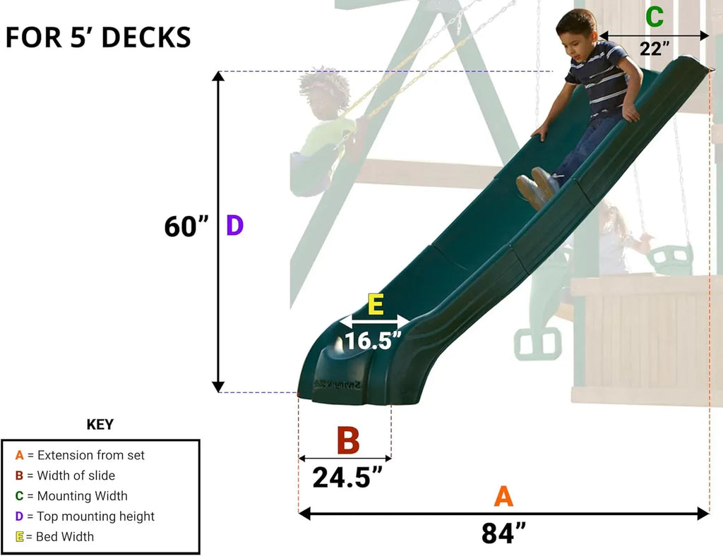 Swing-N-Slide NE 4699-T Super Summit Slide 3 Piece Plastic Scoop Slide for 5' Swing Set Deck Heights, Green