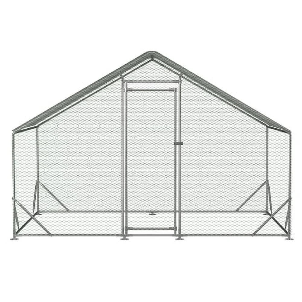Large Metal Chicken Coop, Walk-in Chicken Run, Galvanized Wire Poultry Chicken Hen Pen Cage, Rabbits Duck Cages with Waterproof and Anti-Ultraviolet Cover for Outside(10' L x 6.6' W x 6.56' H)