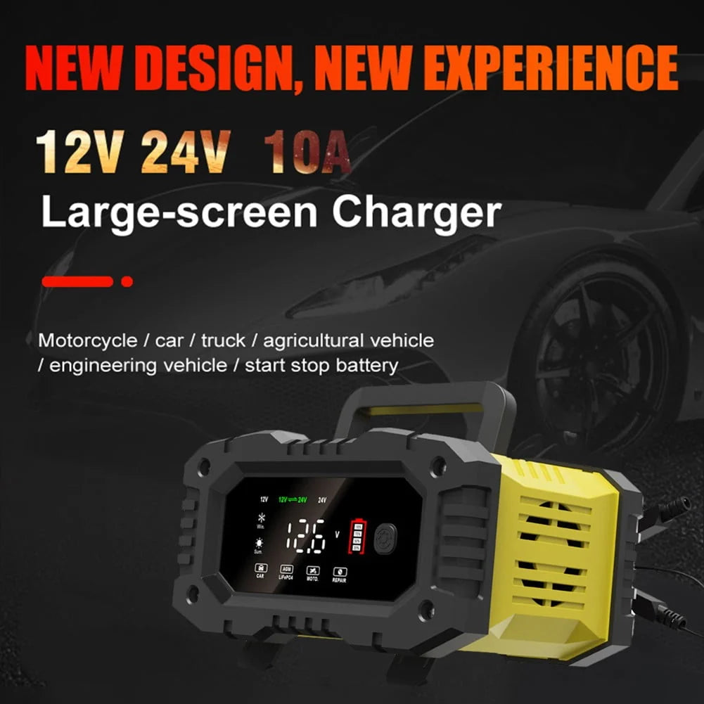 20A/10A Car Motorcycle Battery Charger 12V/24V Smart Charger Lithium AGM