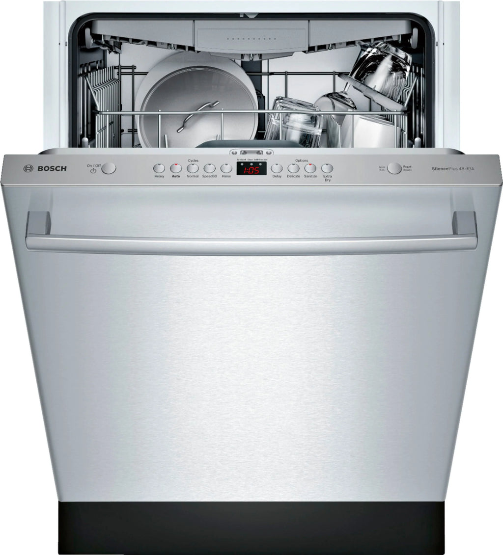 Bosch - 100 Series 24 Top Control Built-In Dishwasher with Hybrid Stainless Steel Tub - Stainless steel