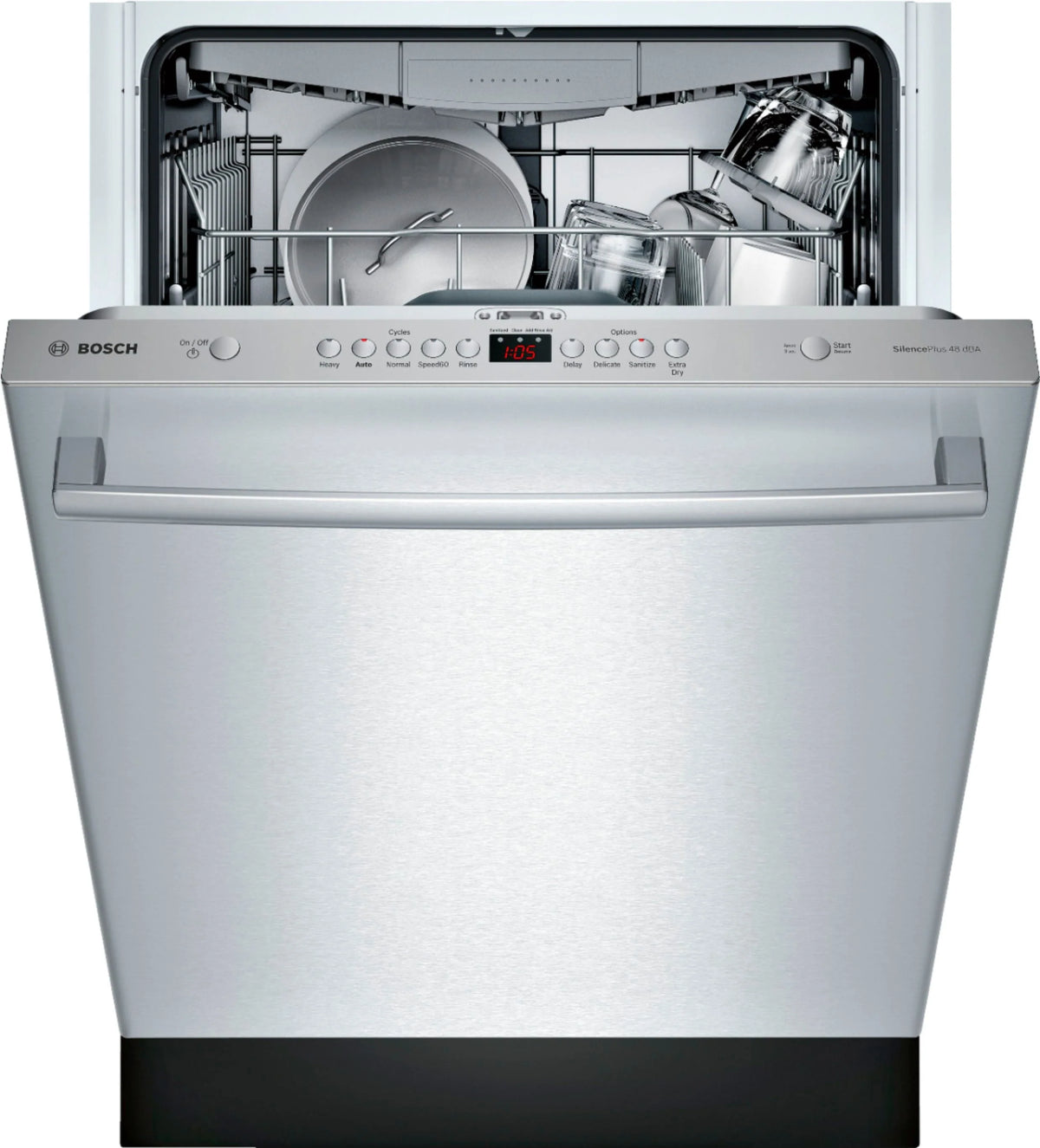 Bosch - 100 Series 24 Top Control Built-In Dishwasher with Hybrid Stainless Steel Tub - Stainless steel