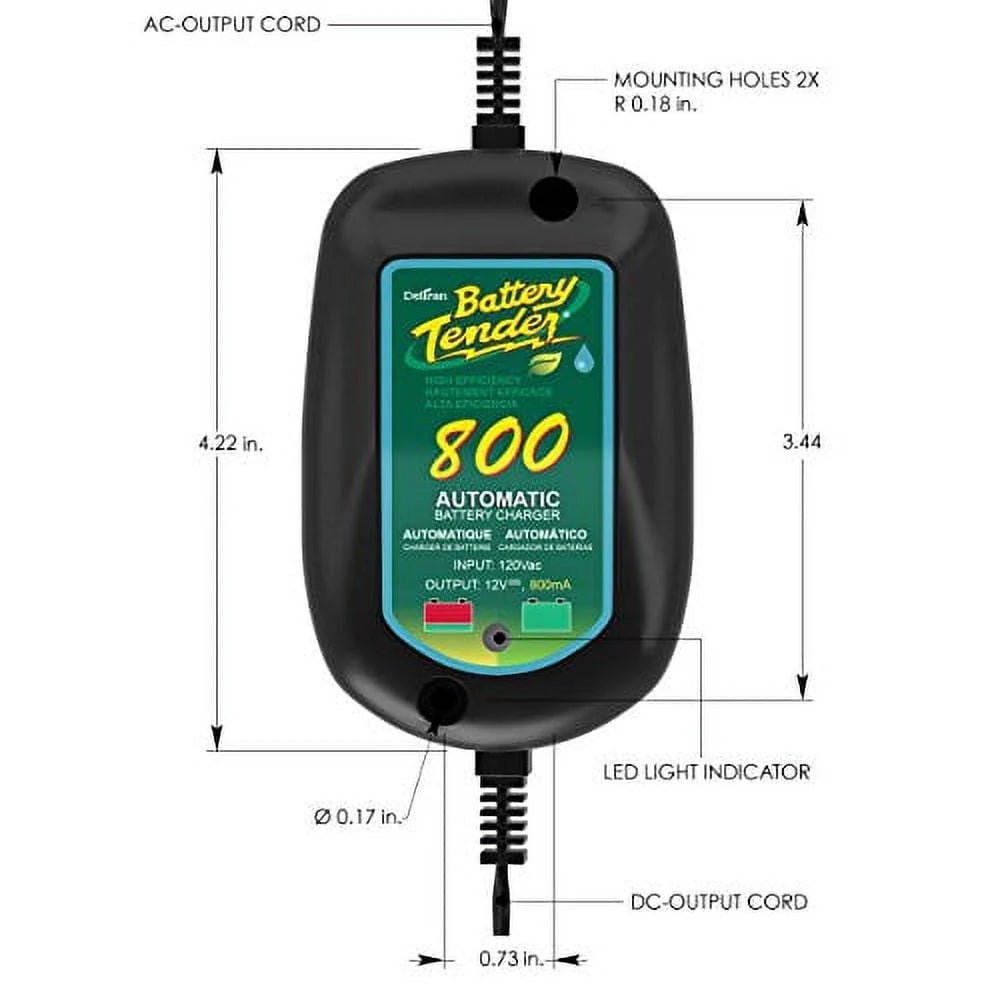 Battery Tender 800 is a SuperSmart Battery Charger that will Constantly Monitor, Charge, and Maintain your Battery. It's Encapsulated and Protected from Moisture by an Electrical Insulation