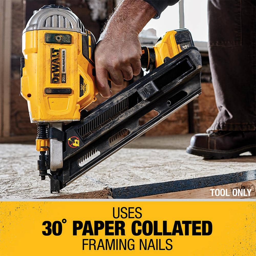 20V MAX XR Lithium-Ion Cordless Brushless 2-Speed 30�ć Paper Collated Framing Nailer (Tool Only) DCN692B