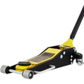 SKYSHALO Low Profile Floor Jack 3 ton (6600 lbs), Dual Piston Quick Lift Pump, 19-11/16-3-6/11 Height Lifting Range, Yellow+Black, Aluminum and Steel Hydraulic Racing Floor Jack