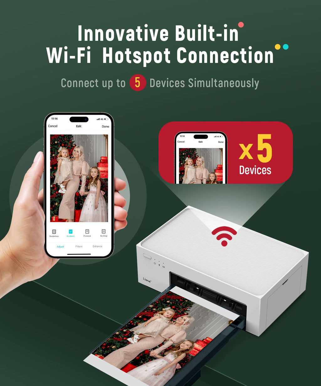 46 Photo Printer with Wi-Fi, 100 Sheets, Thermal-Dye Sublimation, for iPhone & Android