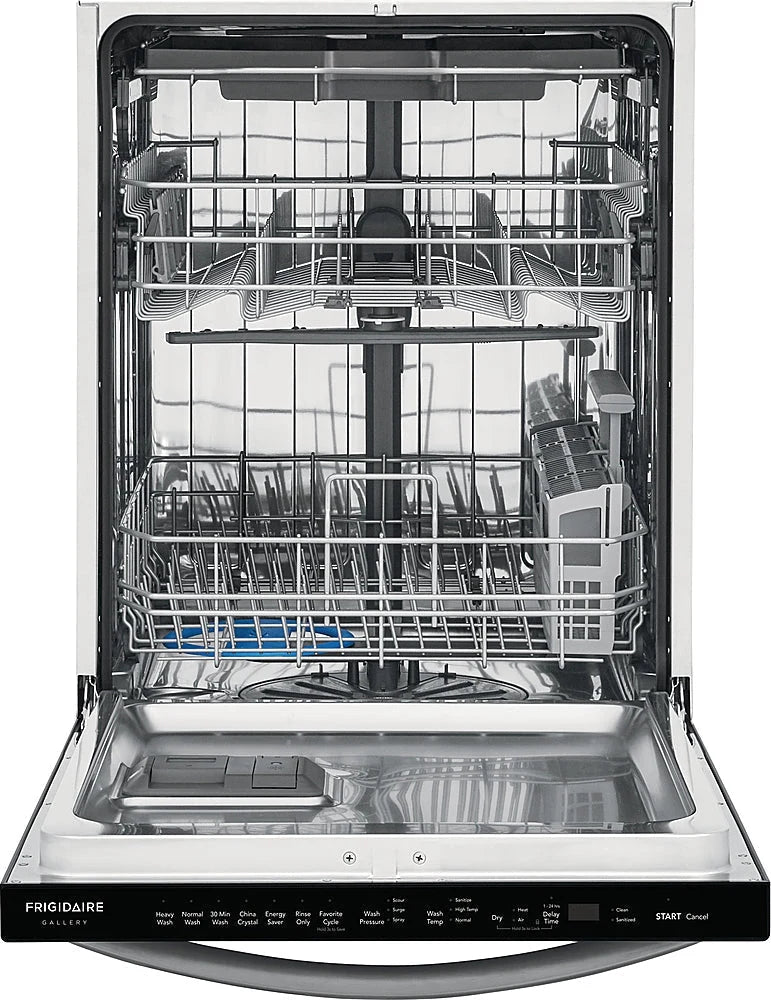 Frigidaire - Gallery 24 Compact Top Control Built-In Dishwasher with Stainless Steel Tub, 3rd Rack, 49 dBA - Black stainless steel
