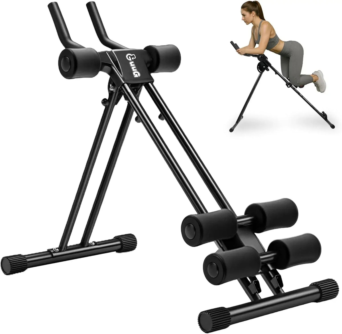 Ab Machine Abdominal Stomach Workout: Adjustable Ab Trainer Machine Ab Cruncher Core Strength Training Equipment for Home Gym Foldable for Women and Men