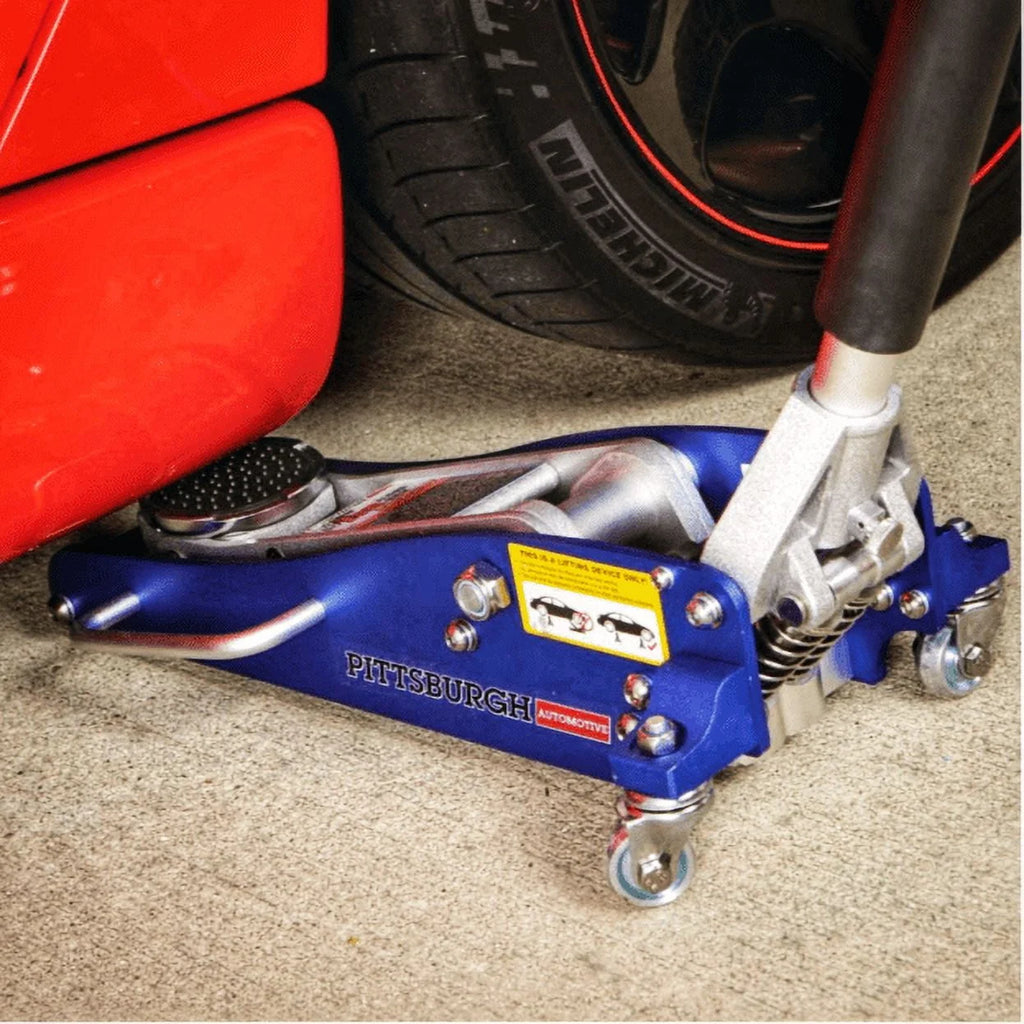 Jack Floor 1.5 Ton 3000 Lb Car Lift Low Profile Rapid Pump Lift Aluminum Racing Car-Blue