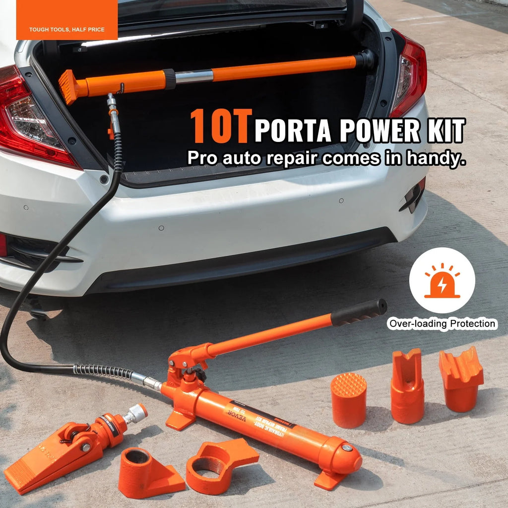 BENTISM 10 Ton Porta Power Kit Hydraulic Jack Air Pump Lift Ram All-In-One Portable Auto Body Frame Repair Power Tool