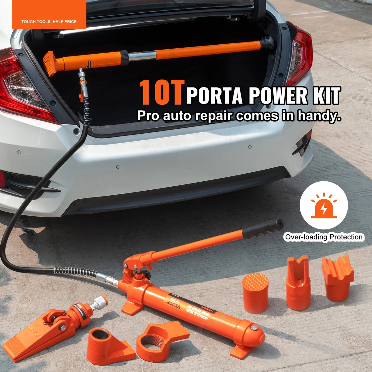 BENTISM 10 Ton Porta Power Kit Hydraulic Jack Air Pump Lift Ram All-In-One Portable Auto Body Frame Repair Power Tool