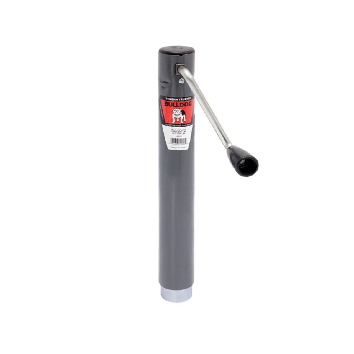 BULLDOG 150010 Round Trailer Jack, No Mount, 2,000 lbs. Lift Capacity, Sidewind, Weld-On, 10 Inch Travel