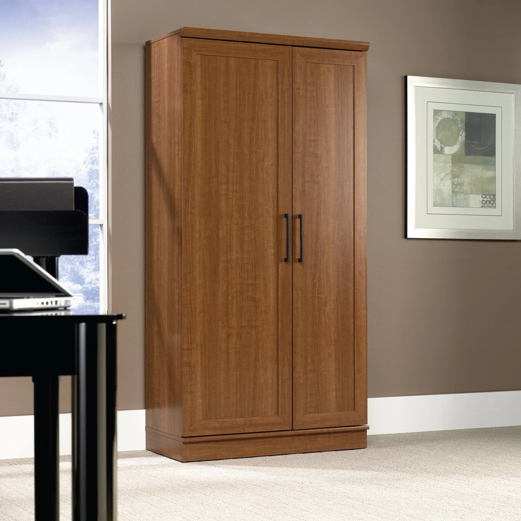 Sauder HomePlus 71 Tall 2-Door Multiple Shelf Wood Storage Cabinet， Sienna Oak Finish