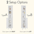 66.92 Tall Bathroom Storage Cabinet with Adjustable Shelves, Anti-Tip Design, Open Compartments - Ideal for Home, Small Spaces, Bathroom, Kitchen, Living Room - White