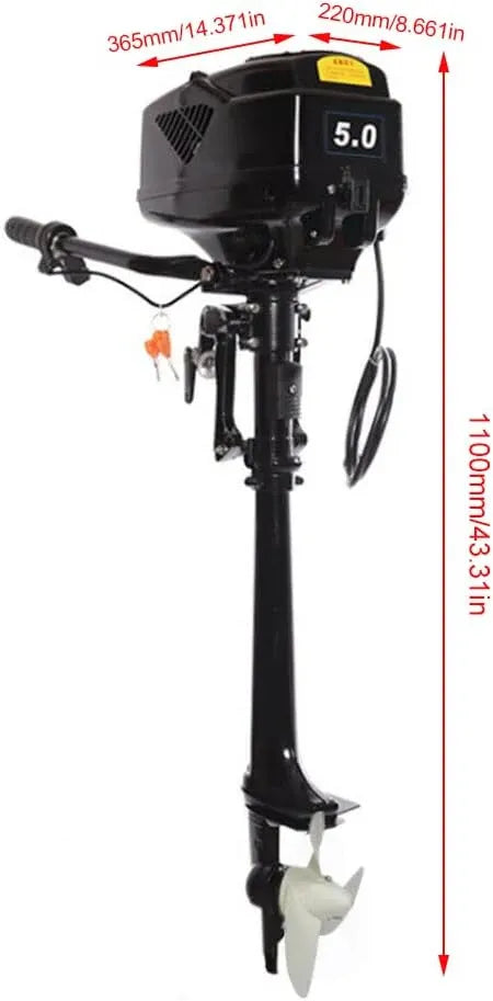 5HP Electric Outboard Motor, 1200W 48V Fishing Boat Engine, Long Shaft 508mm, Heavy Duty Trolling Motor, For Inflatable Fishing Boat Kayak