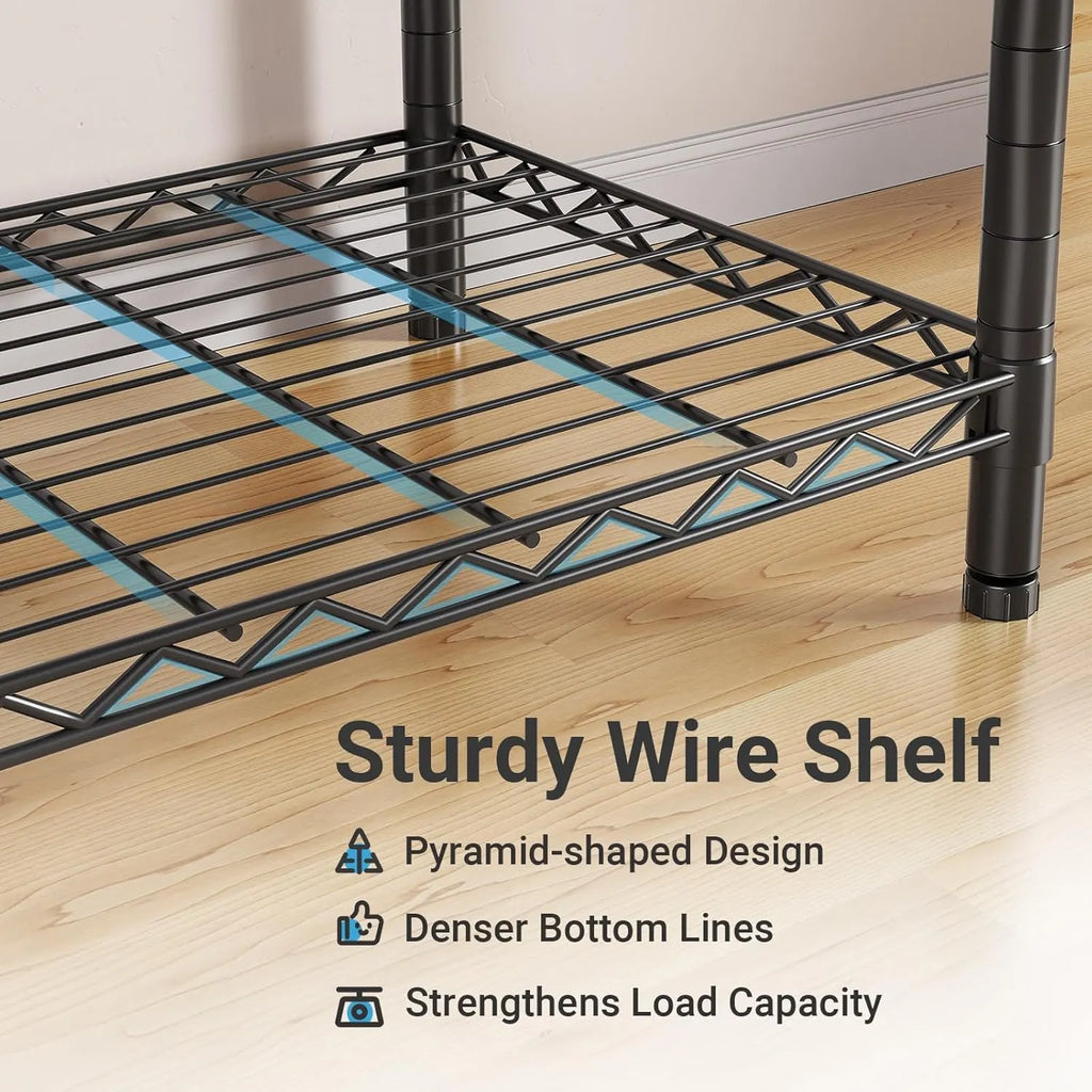 V5 Portable Closet Wardrobe Heavy Duty Clothes Rack, Freestanding Clothing Rack with 4 Hang Rods & 8 Shelves, Adjustable Closet Racks, 68.9 L x 15.7 W x 76.4 H, Max Load 890LBS, Black