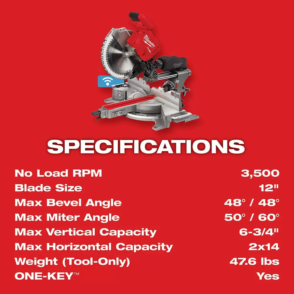 Milwaukee 2739-20 M18 FUEL 18V 12 Dual Bevel Slide Compound Miter Saw-Bare Tool