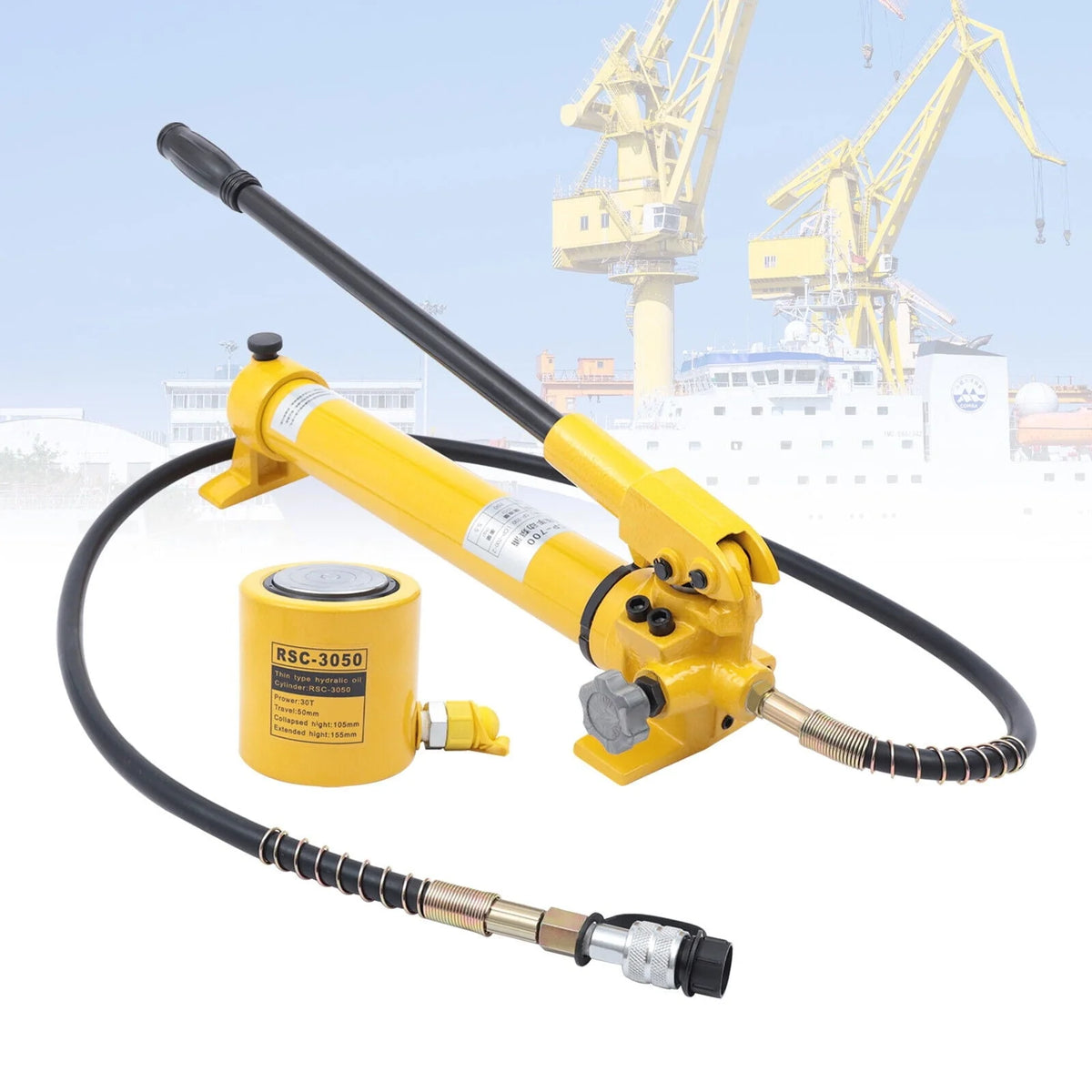 RSC-3050 Hydraulic Cylinder Jack 30 Ton 50mm-1.9 Stroke+CP-700 Hand Pump 30 Ton Hydraulic Ram Jack & Hand Pump Stoke Mini Protable Hydraulic Cylinder 30 Ton Hollow Ram Hydraulic Cylinder Jack