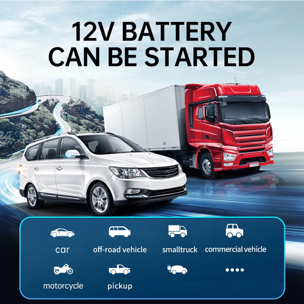 Aihimol Car Inflator Battery Jump 2-in-1 1000A Emergency Start Power Supply 12V Battery Pack Battery Booster Jump Box Portable Charger Jumper Cables LED Display Screen