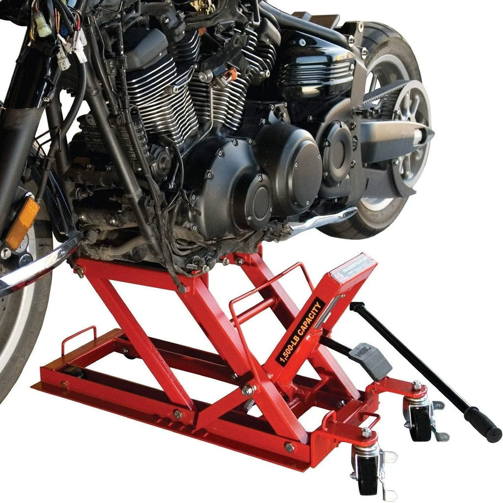 Big Red Hydraulic Powersports Lift Jack (Motorcycle, ATV, UTV, Snowmobile): 3/4 Ton (1,500 lb) Capacity,Red,W6407