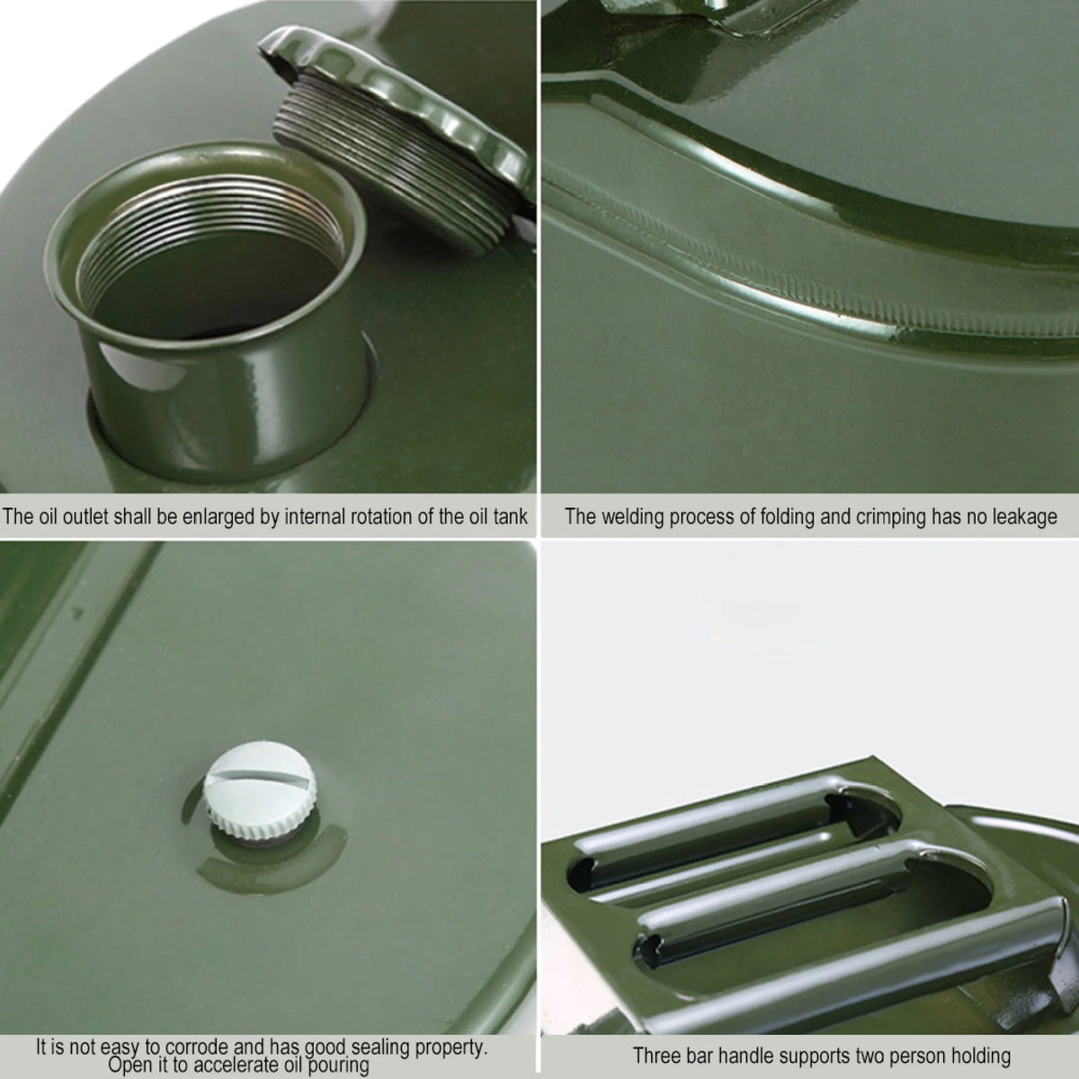 MoreChioce 20 Litre Metal Jerry Can Car Canister Holder Storage Tank with 3 Handles for Water Petrol Oil Water Alcohol