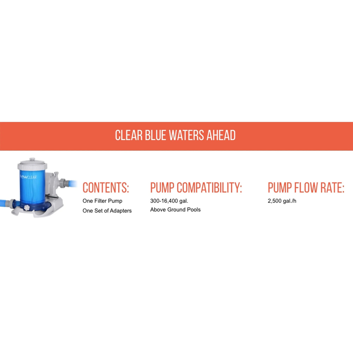 Bestway Flowclear Transparent Filter Above Ground Pool Pump 2500 GPH (Open Box)