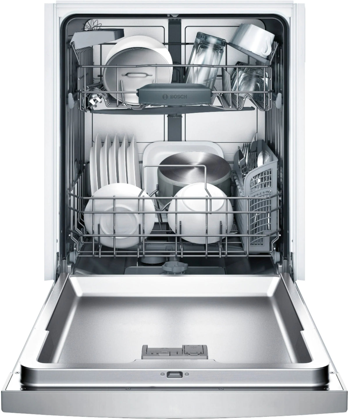 Bosch - 100 Series 24 Front Control Built-In Dishwasher with Hybrid Stainless Steel Tub - Stainless steel
