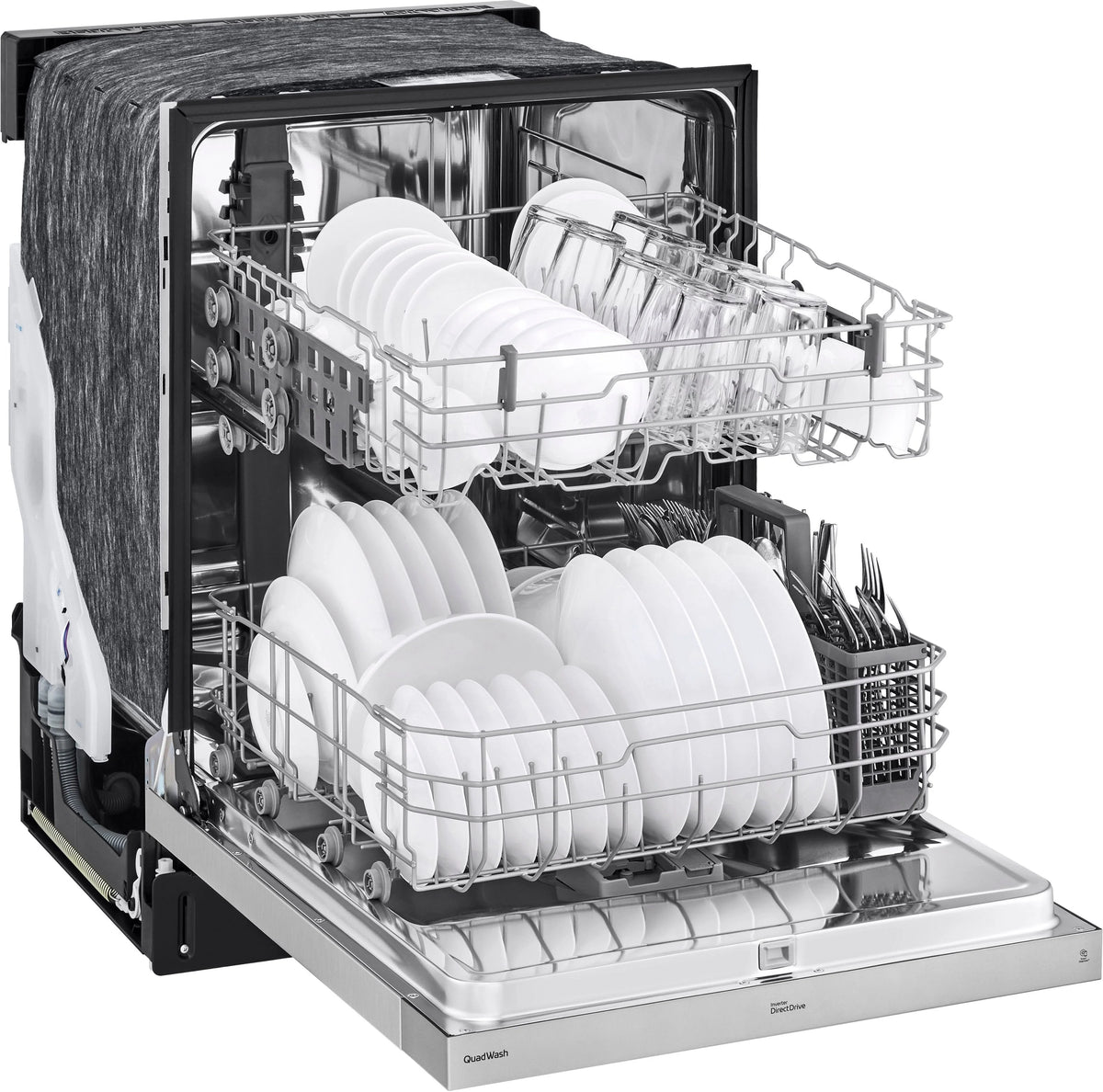 LG - 24 Front-Control Built-In Dishwasher with Stainless Steel Tub, QuadWash, 50 dBa - Stainless steel