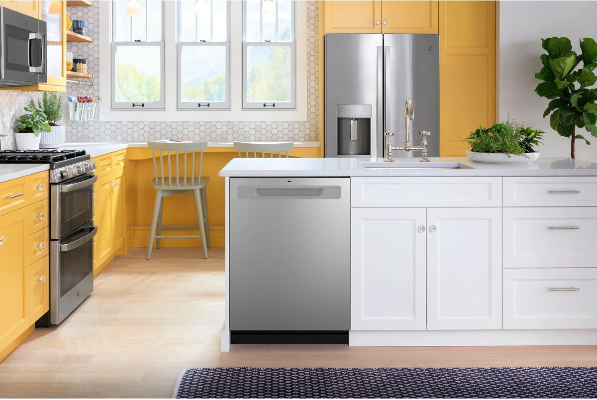 GE - Top Control Built-In Dishwasher with 3rd Rack, 50 dBA - Stainless steel