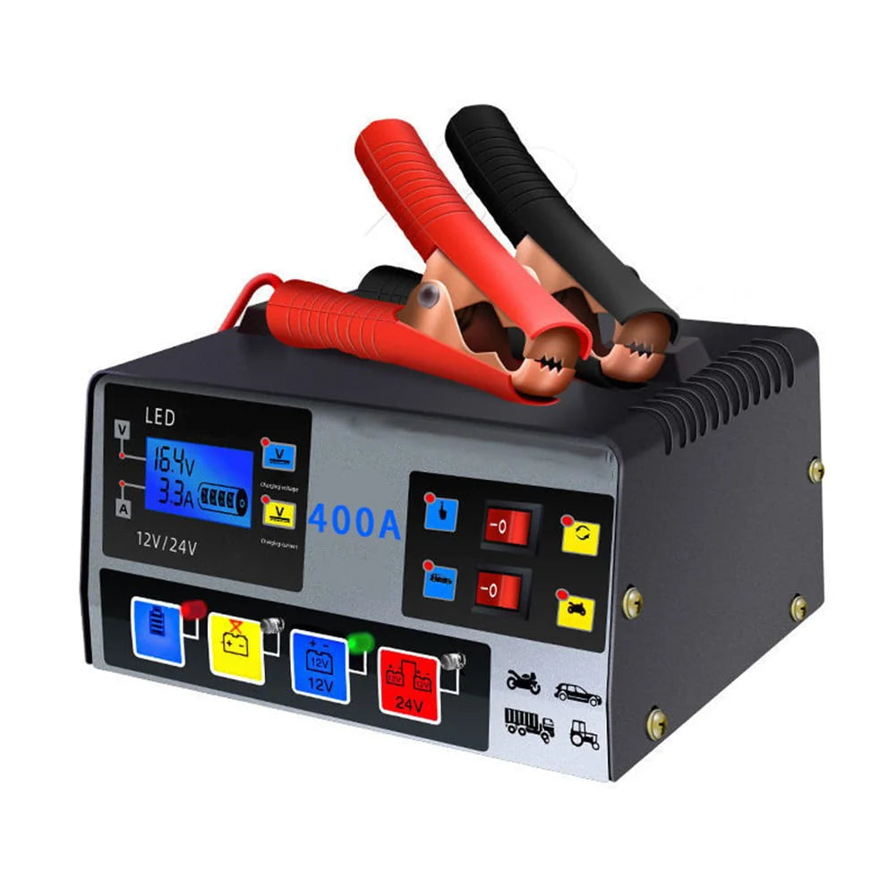 ALSLIAO Car Battery Charger Fully Automatic High Frequency Intelligent Pulse Repair LCD