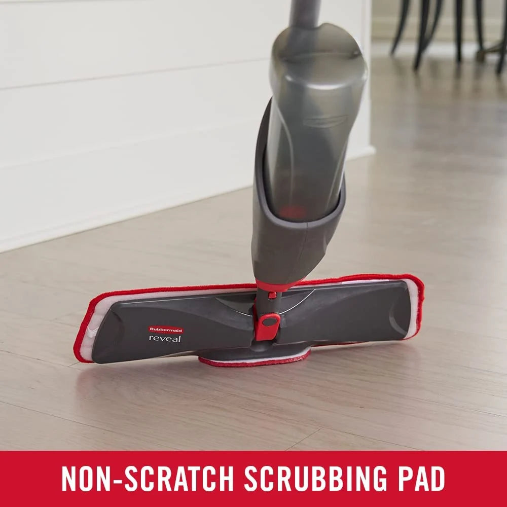 Rubbermaid Reveal Spray Microfiber Floor Cleaning Kit for Laminate and Hardwood Floors， Spray Mop with Reusable Washable Pads， Commercial