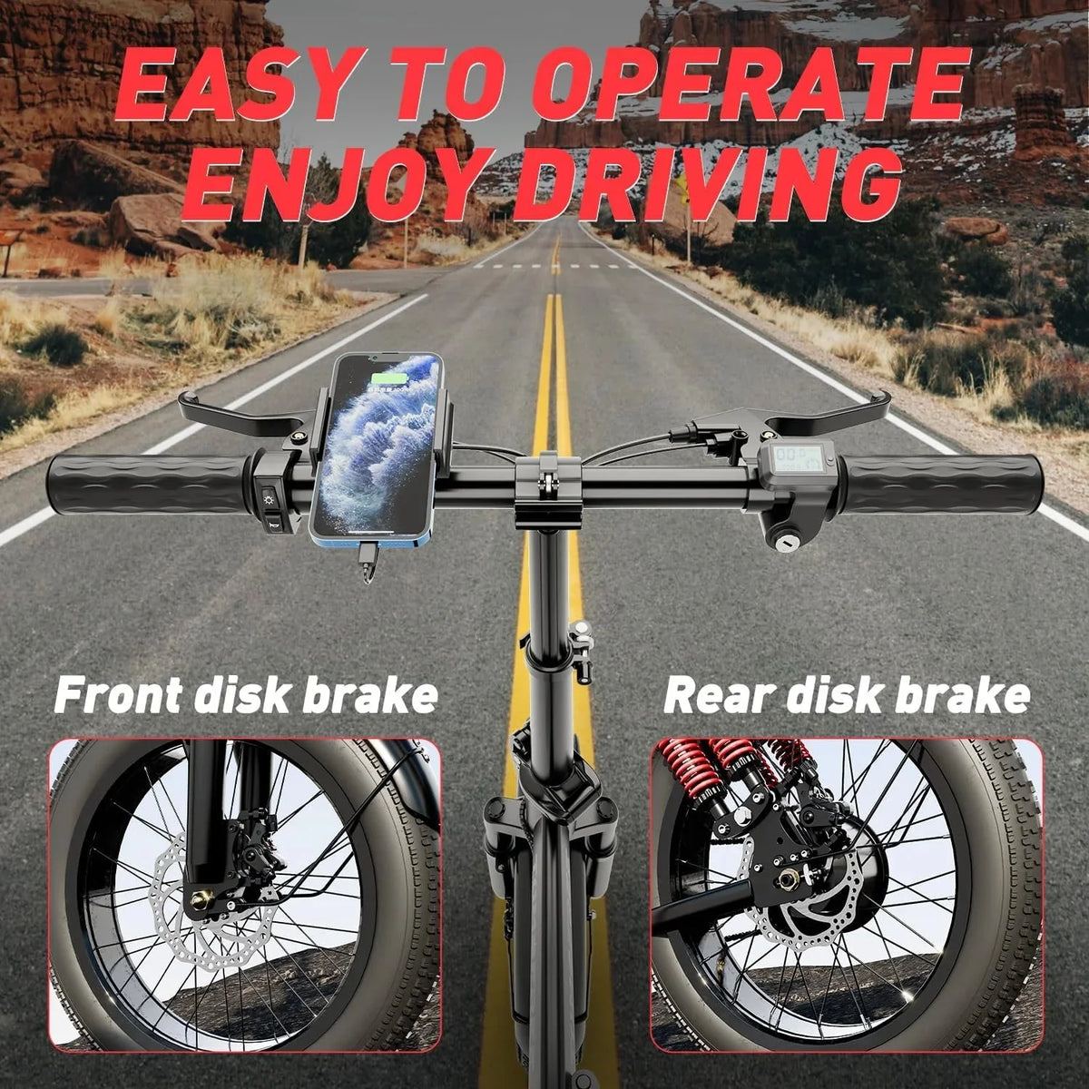 T1 Electric Bike for Adults 1200W Motor, 31MPH, 48V 20AH Folding E-Bike,16 * 3 Tire Mountain Snow Bike LED Display 330lbs Load Capacity - Tomofree Black