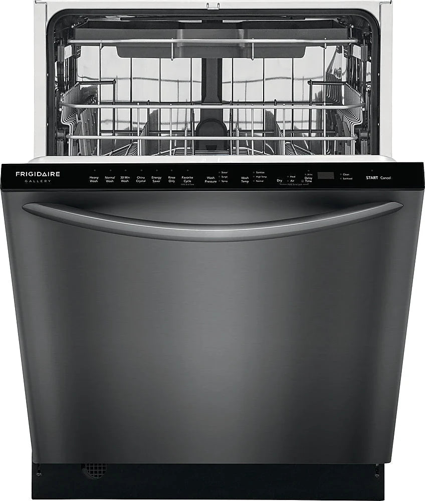 Frigidaire - Gallery 24 Compact Top Control Built-In Dishwasher with Stainless Steel Tub, 3rd Rack, 49 dBA - Black stainless steel